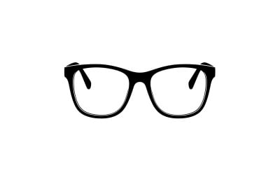 Black plastic eyeglasses silhouette isolated on white background