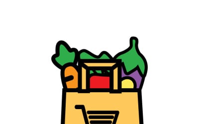 Fresh Grocery Paper Bag Vector - Supermarket Food &amp;amp; Online Store Concept