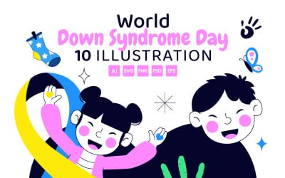 10 Illustrationer för Världsdagen för Downs syndrom
