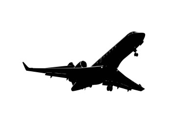 Jato bombardeiro furtivo militar em ascensão com trem de pouso acionado, isolado em fundo branco.
