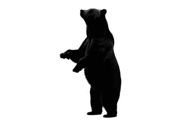 Majestic black bear silhouette rearing up in striking animal pose isolated on white background