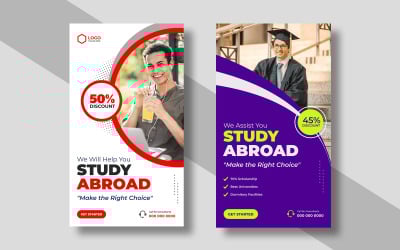 Modèle de story pour les réseaux sociaux sur les études à l&amp;#39;étranger, version 1