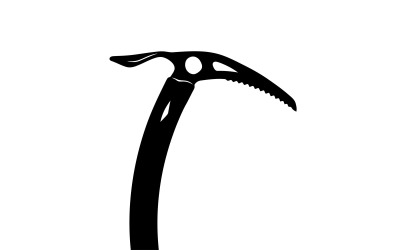 Black mountaineering ice axe with serrated pick and ergonomic handle isolated on white background