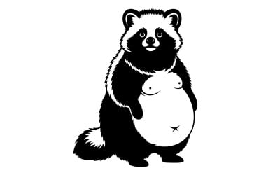 Cute minimalist cartoon panda sitting with a cheerful smiling face isolated on white background