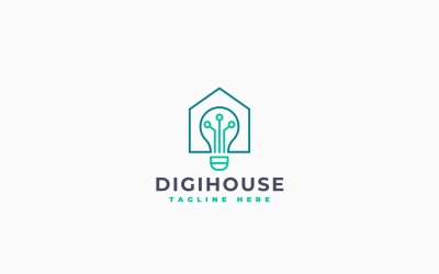 Dijital Ev Logo Şablonu Tasarımı