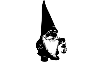 Personaje gnomo caprichoso sosteniendo una linterna en estilo clásico de cuento de hadas aislado sobre fondo blanco