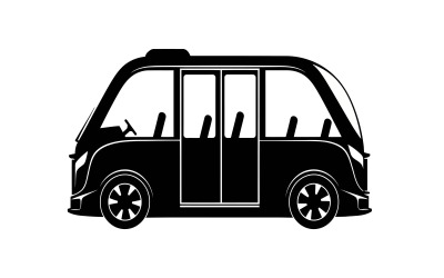 Futuristisch autonoom elektrisch shuttlevoertuig vectorillustratie, geïsoleerd op een witte achtergrond.