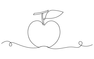 32.Jabłko – ciągły rysunek jedną linią na białym tle