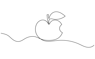 33. Folyamatos egyvonalas rajz fehér alapon Apple-ből