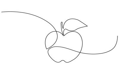 34. Folyamatos egyvonalas rajz fehér alapon Apple-ből