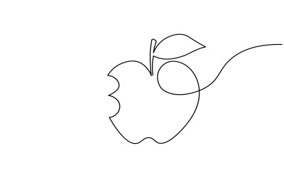 36. Folyamatos egyvonalas rajz fehér alapon Apple-ből