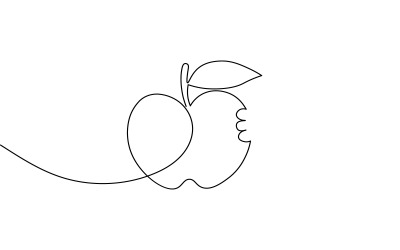 37. Folyamatos egyvonalas rajz fehér alapon Apple-ből