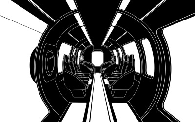 Intérieur moderne d&amp;#39;un véhicule de transport en commun avec sièges et éclairage futuristes, isolé sur fond blanc.