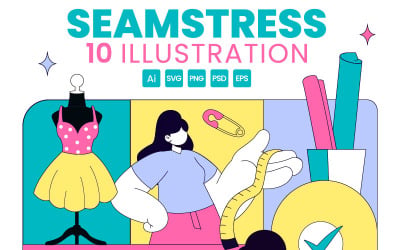 10 sömmerska vektorillustration