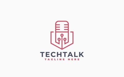 Modello di design del logo del podcast tecnologico