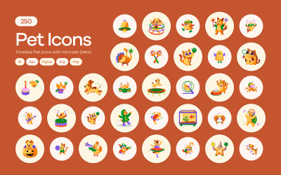 Modern Pet Flat Icons Art