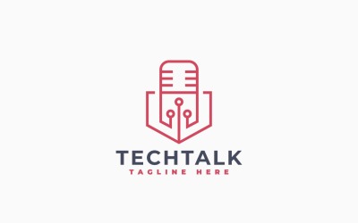 Teknoloji Podcasti Logo Şablonu Tasarımı
