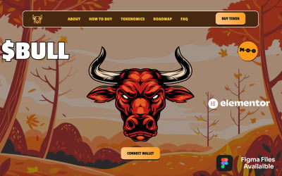 BULL – Page d&amp;#39;accueil Elementor pour crypto-monnaie mème