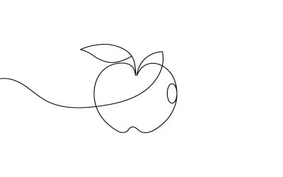 42. Folyamatos egyvonalas rajz fehér alapon Apple-ből
