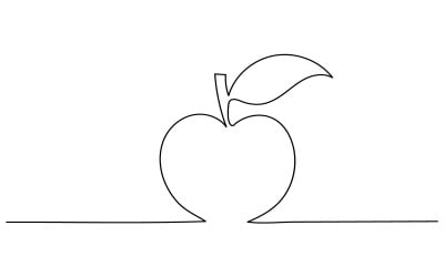 44. Folyamatos egyvonalas rajz fehér alapon Apple-ből