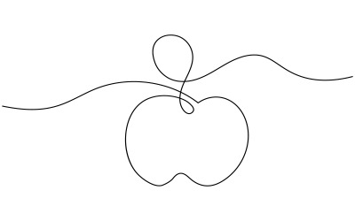 45. Folyamatos egyvonalas rajz fehér alapon Apple-ből