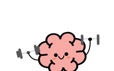 Brain Lifting Weights Vector Illustration for Intelligence Design