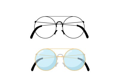 Gafas clásicas de nerd con lente aislada, ilustración vectorial