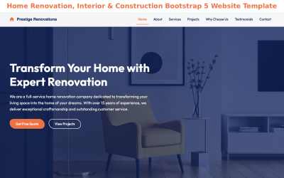 Home Renovation, Interior &amp;amp; Construction Bootstrap 5 Website Template