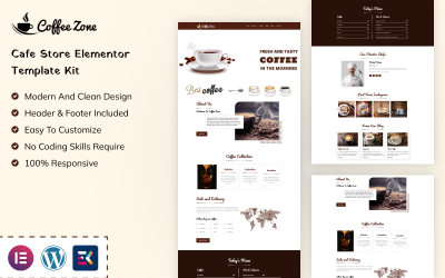 Kit modello Elementor per Coffee Zone - Cafe Store