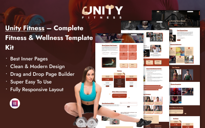 Unity Fitness – Kit completo de modelos Elementor para WordPress para fitness