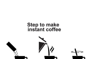 Illustration étape par étape de la préparation du café instantané pour la conception d&amp;#39;emballages