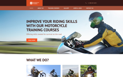 Plantilla web para sitio web de formación en motocicleta