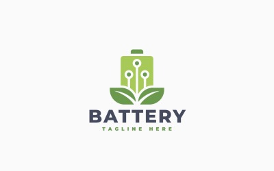 Green Battery Logo Template Design