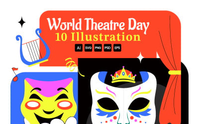 10 Illustrationer för Världsteaterdagen