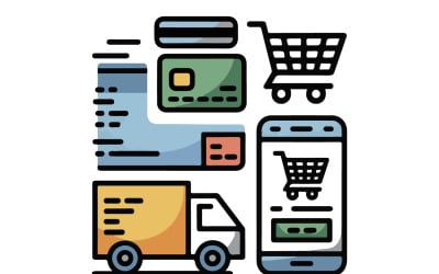 Moderne E-Commerce-Vektorillustration für Website- und mobile App-Benutzeroberflächen