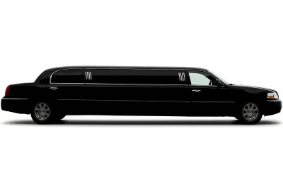 Black limousine silhouette isolated on white background