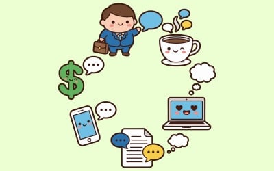 Cute Kawaii Business Icon Illustration Set For Marketing Finance And Office Use