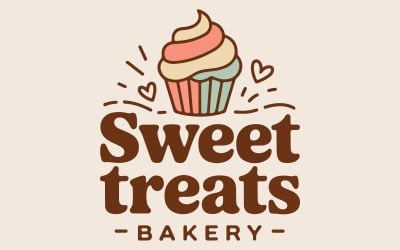 Logo-sjabloon voor een bakkerij met zelfgemaakte taarten en gebak voor een snoepwinkel