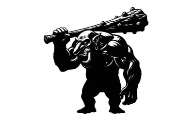 Monochroom gorilla die krachttraining doet met zware halters, geïsoleerd op een witte achtergrond.