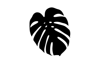 Monstera leaf silhouette black shape isolated on white background