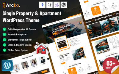 Arcko - Тема WordPress для сайтов, посвященных отдельным объектам недвижимости и квартирам.