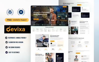 Devixa - Kit de Modelos WordPress Elementor para Agência de Marketing Criativo