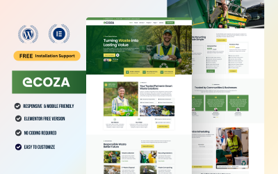Ecoza - 回收和垃圾清除 WordPress Elementor 套件