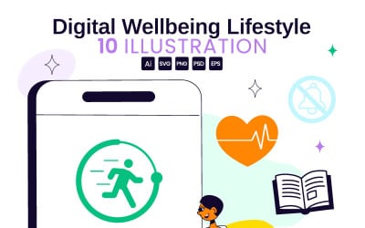 10 illustrationer av digitalt välbefinnande och livsstil