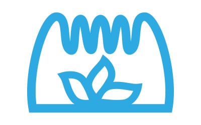 Logotipo minimalista com ondas da natureza, símbolo de marca ecológica e orgânica.