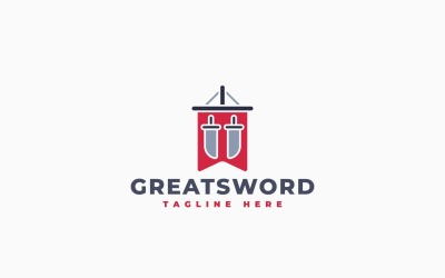 Großschwert-Banner-Logo-Vorlagendesign