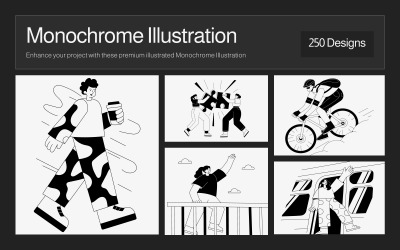 Набор монохромных иллюстраций
