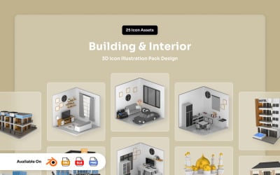 Building and Interior 3D Icon Pack