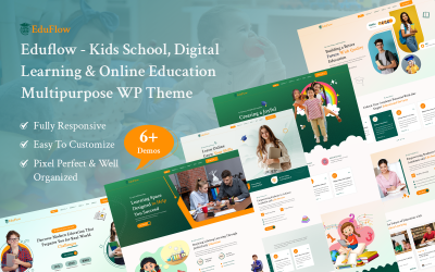 EduFlow – Multifunktionellt WordPress-tema för dagis, skola och onlineinlärning.