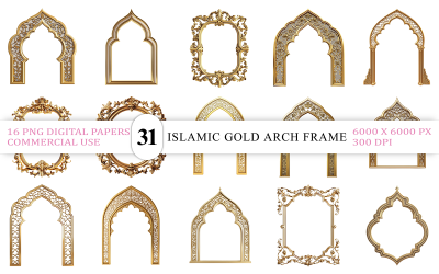 Lyxig islamisk dekorativ ram PNG | Utsmyckade moskébågar | Arabisk guld Mihrab-ram